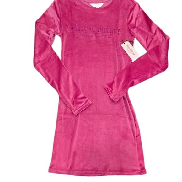 Juicy Couture Signature Logo Velour Sleepwear/Dress- Festival Fuschia - Picture 3 of 6